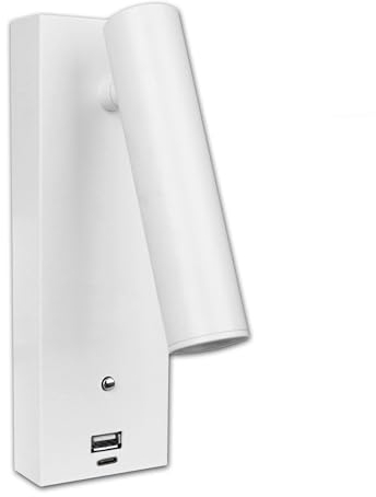INNOVATE LED Leselampe Bett Leseleuchte mit Ladefunktion LED Wandleuchte innen mit Schalter Bettlampe Wandmontage Schlafzimmerlampe Leselicht 165 Lumen 3W Bettleuchte USB A und C Anschluss