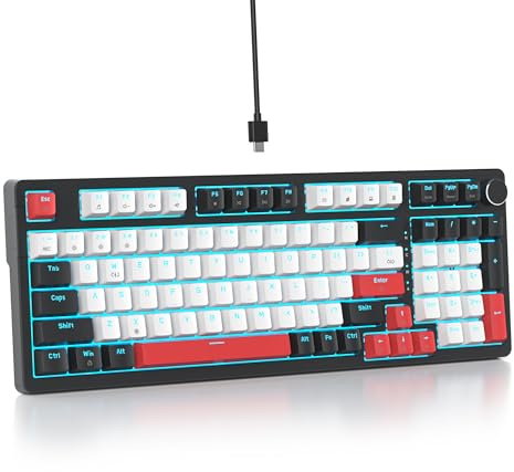SbocKeeb 96% Krämigt Ljudande Tangentbord med Nummertangentbord, Gasket Mounted RGB Mekaniskt Tangentbord Hot Swappable Anpassat Trådbundet Thocky Tangentbord Amerikansk QWERTY med Knapp