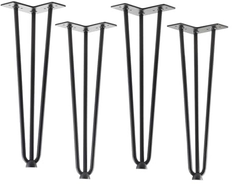 SOTECH 4 gambe a forcella nere 406 mm 3 montanti Gambe a forcella Gambe per mobili per tavolini e panche Gamba per tavolo