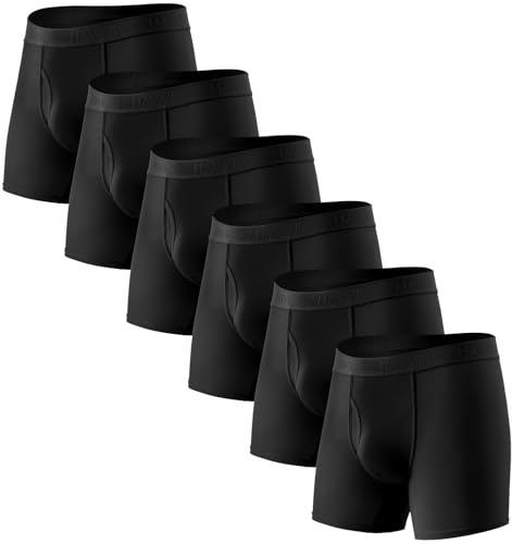 HAVVIS Mens Boxers Super Soft Bamboo Boxer Shorts Long Leg Anti Chafing Underwear with Fly Boxer Briefs Multipack