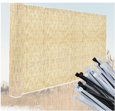 Valla de Privacidad con Estera de Caña, Valla Cañas de Jardin de 6x1/80x600/100x500/110x700cm, de 1,5/1,2 Rollo de Panel de Cerca for Techo, Pantalla de Privacidad para Balcón(B1,0.8x9 m 2.6x29.5 ft)