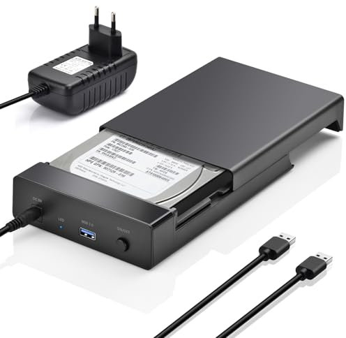 Amtake Festplatten Docking Station, USB3.0 SATA HDD Dockingstation für 2,5 und 3,5 Zoll SATA HDD/SSD, 5Gbps Festplatten Adapter Unterstützt UASP