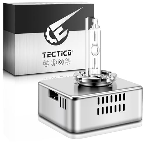 TECTICO D5S Ampoules Xenon 35W 6000K Blanc Diamant +300% Ultra Brillant D5S Kit de Conversion HID 12V DC avec Base Métallique Ampoule d'amélioration des phares, 1 Lampe