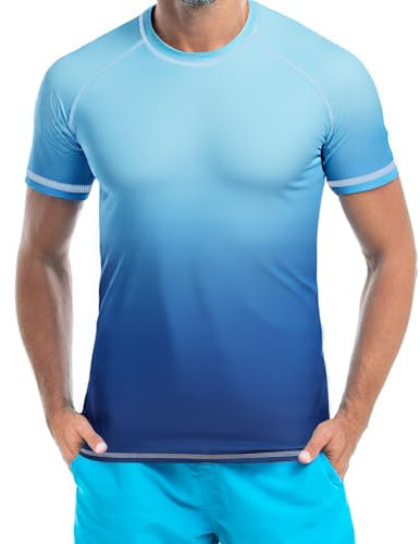AYBUY Camiseta Protección UV Hombre, Secado Rápido Camiseta de Manga Corta UPF 50+, Mangas Cortas de Protección Solar para Hombre para Deportes Acuáticos Surf Natación Verano M