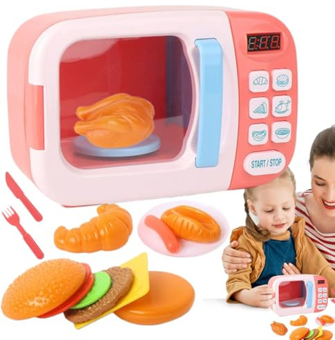 Microondas de Juguete - Juego de Cocina Infantil con Sonido y Luces - Microondas Simulado Interactivo con Temporizador para Juego de Roles de Bebés Niños Niñas