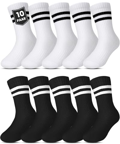 Kyopp 5/10 par strumpor för barn, pojkar och flickor, ankelstrumpor, ventilerande sneakers, randiga besättningsstrumpor