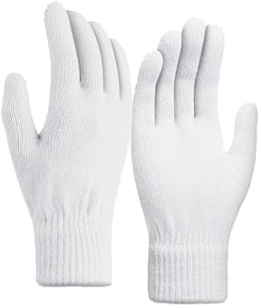 Heré Mood Winterhandschuhe Damen Herren, Warme Strickhandschuhe aus 100% Polyacryl, Thermo, elastisch & atmungsaktiv, Unisex Handschuhe gegen Kälte für Alltag, Outdoor, Fahrrad, Laufen (Weiß)