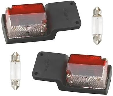 Rebadis - 2x Feux de Position, Feu de gabarit droit et gauche bicolore pour remorque, blanc et rouge, support languette coudée, livré avec ampoules