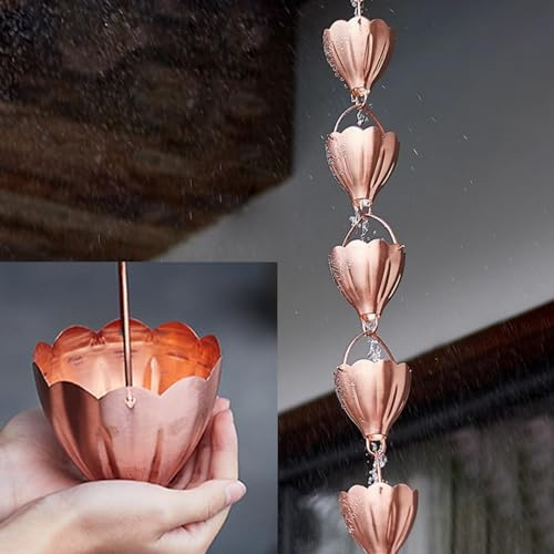 Regnkedja Hängande Lotus Regnavloppskedjor, Utomhus Nedloppsregnkedjor För Balkong/Ytterdörr/Korridor, Unik Blommig Premium Vattenkedja,1 m (32ft)