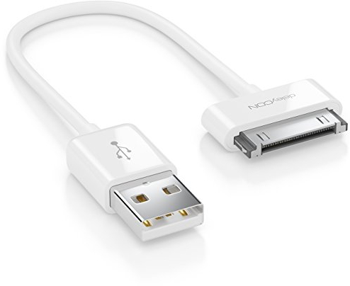 deleyCON 0,15m Cable USB 30-Pin - Cable de Sincronización y Carga Compatible con IPhone 4s 4 3Gs 3G IPad IPod - Blanco