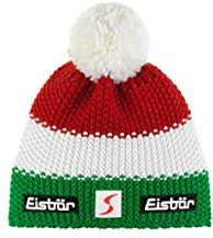 Eisbär Italien Bommelmütze Damen/Herren - Made in Austria Pudelmütze Strickmütze Skimütze mit Futter, Futter Herbst-Winter Winter - One Size weiß