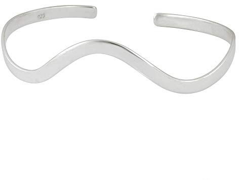 Silverly Bracciale Rigido Ondulato in Argento Sterling 925 per Donna | Bracciale Rigido Moderno con Onda Piatta Lucida | Gioielli Minimalisti ed Eleganti