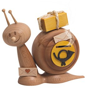 Drechslerei Kuhnert - Rauchschnecke/Räucherfigur aus Holz - Sunny Postschnecke - Höhe: ca. 15cm - Made in Germany