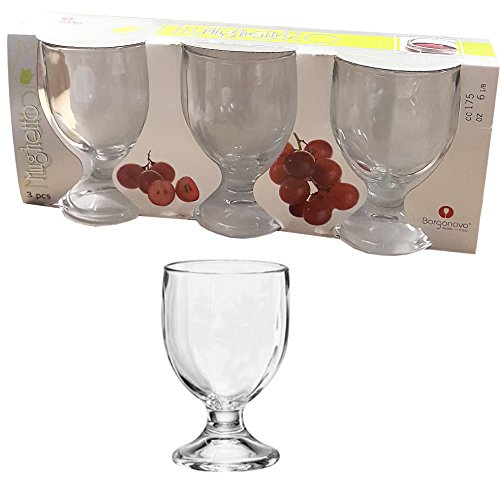 Confezione 3 Bicchieri Calici vetro trasparente 17,5cl BORGONOVO Mughetto per Acqua limonata cocktail vino ristorante bar