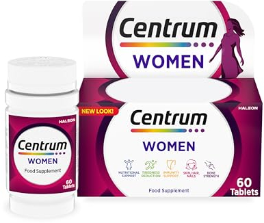 Centrum Women Tablets Multivitamin & Mineral Supplements, with 23 essential nutrients including vitamin D, C, and Iron, 60 ct