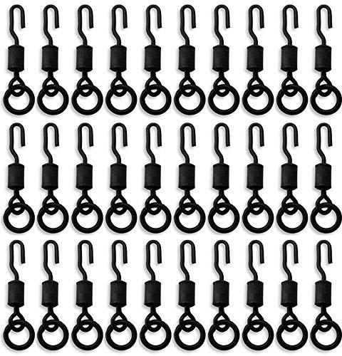 NA Unisex Ukfdc-35 30 Pcs Fishing Tackle Spinner Swivels Quick Change Swivels Carp Fishing Terminal Tackle Hook Connect, Black, M UK