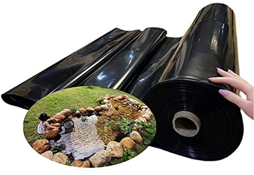 Bâche d'étang en HDPE Doublure D'étang Noir Étang Liner d'épaisseur 0.35mm Membrane De Jardin étanche Peaux Piscine de Dimensions pour Les Poissons,ni pour Les Plantes,aux intempéries (1×1m)