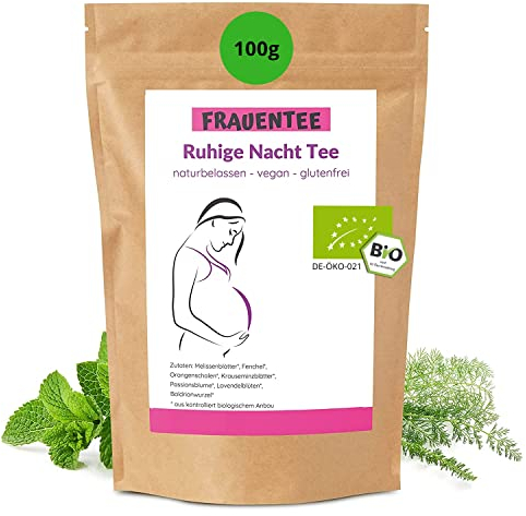 Konfitee Bio Ruhige Nacht Tee 100g I Veganes Naturprodukt I Vielseitige & hochwertige Kräutermischung I Baldrianwurzeln & Lavendelblüten I Frei von Zusätzen & Aromastoffen I Premium Qualität