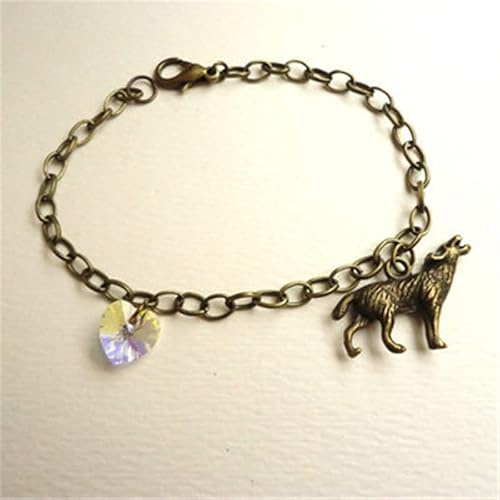 Breaking Dawn Bella#39/s Wolf Amp/Heart Charm Bracelet Prop Replica Jewelry - (Length: 17cm)
