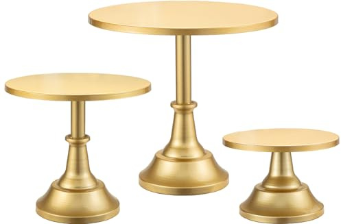 HBlife 3 PCS Gold Cake Stand Set (8/10/12 Plate) for 6-10 Inch Cakes, Dessert Table Display Set, Cupcake Stand for Party, Wedding, Birthday, Baby Shower, Anniversary (Metal)