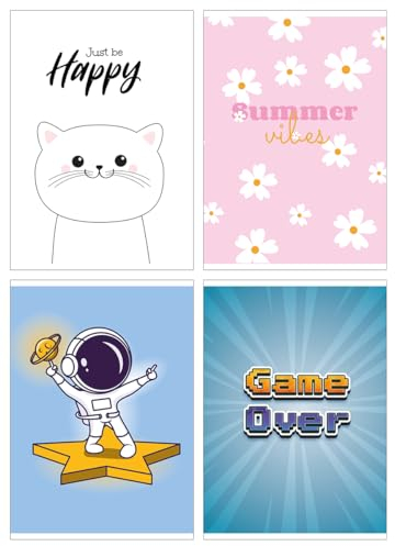 gimboo Schulheft/Format A5 16/16 Blatt Kariert/Mixed 20er Packung - 20 Stück/Packung Motive Sortiert/für Kinder zur Einschulung für Grundschüler/Ohne Rand/Weiße Karten/Blau Kariert