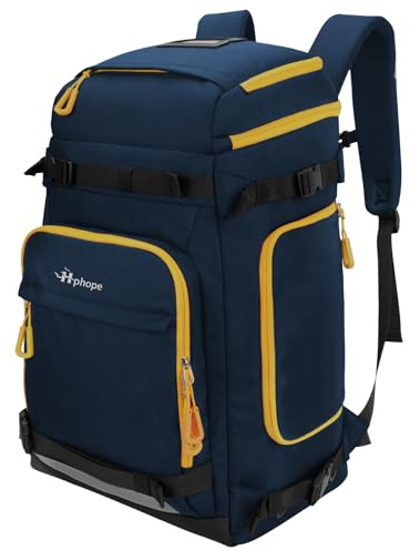 Hp hope Ski Boot Bag with Helmet Compartment Ski Bag Ski Backpack with Helmet Bag Ski Bag Ice Skate Bag for Ski Helmet Ski Boots Ice Skates Snowboard Backpack Hiking Camping Climbing 70L, blue,