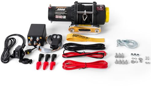 KANGAROO WINCH Elektrische Seilwinde 12V - 3500 LBS / 1587 kg Zugkraft - Ideal für ATV, Quad und Offroad Einsätze - Robuste Konstruktion - Inklusive Synthetikseil und Funkfernbedienung (K3500SR)
