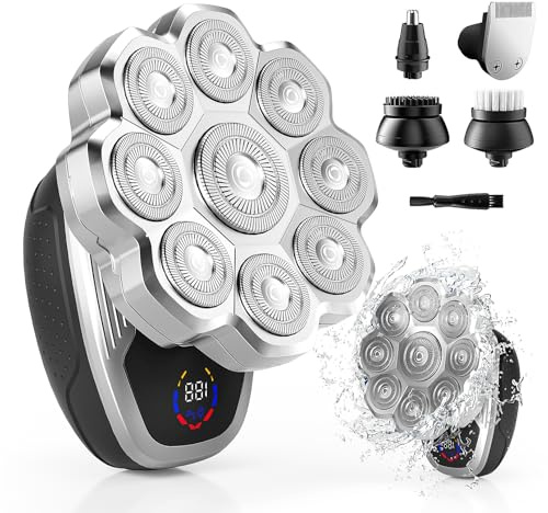 Electric Razor for Men,Head Shavers for Bald Men,5-in-1 Electric Razors with Wet & Dry Bald Head Shaver,9D Floating Head Shaver Comes with Magnetic Detachable Blades