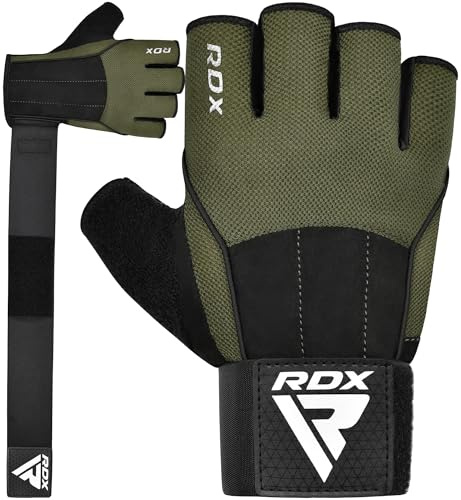RDX Fitness Handschuhe, Trainingshandschuhe mit 3 Handgelenk-Stabilisierungsplatten, 15 Zoll Langer Riemen Non-Slip Handflächenschutz, Sporthandschuhe für Gym Gewichtheben, Powerlifting, Herren Damen