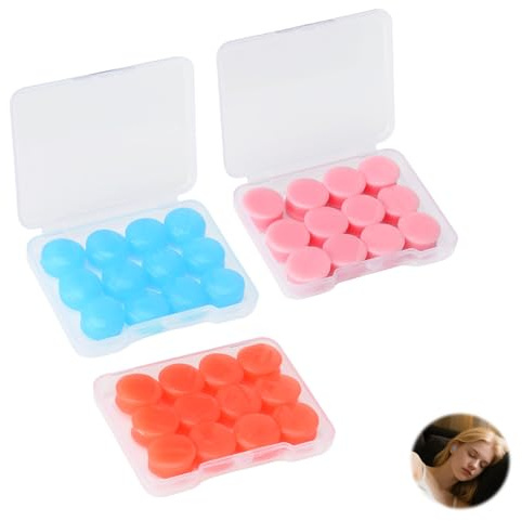 3 Couleurs Bouchons d’oreilles pour Dormir en Silicone Bouchons Anti Bruit Réutilisables et Confortables, Réduction du Bruit 38dB Moulables pour Sommeil Voyage Natation et Travail avec Boîte Rangement
