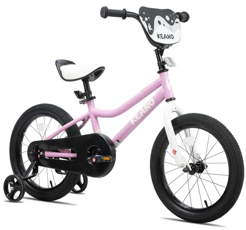 KEANO 16 Inch Kids Bike for Girls 5 6 7 Years Old with Training Wheels Gifts Children Bicycle with Coaster Brake BMX Style Pink
