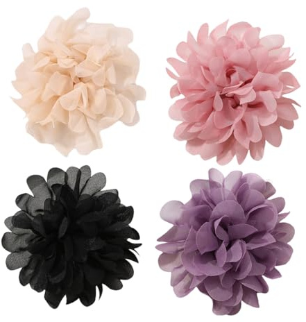 Mikikit 4pezzi Spilla Forma di Fiore in Tessuto Floreale per Donna Accessori per Abiti Leggera e Pratica Design Retrò
