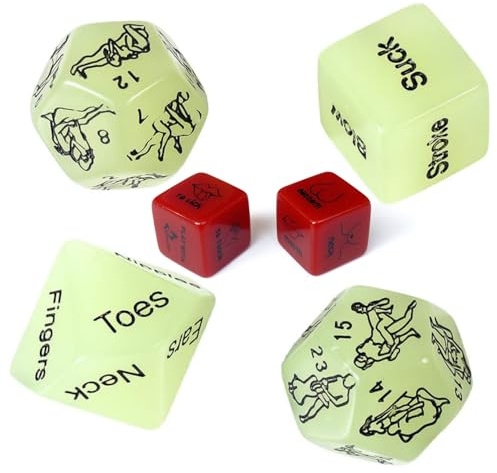 6PCS Juegos de Dados,Noche Chispeante, Dados De Juego Que Brillan En La Oscuridad para Jugar Contigo,Regalo Original para Hombres.