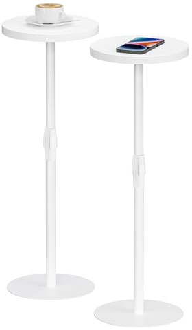 TUTOTAK Tavolino alto rotondo, tavolino piccolo, set di 2, tavolo per bevande, tavolino con piedistallo, tavolino da soggiorno, bianco, TB01BW0962EU
