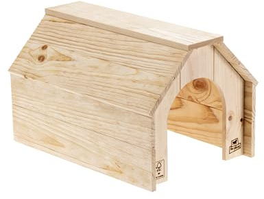 Ferplast Maison en Bois pour Lapins, Cochons d’Inde et Hamsters HIDDA, Bois Certifié FSC®, Finition Effet Brossé, Kit de Montage Rapide, 39 x 28 x H 25 cm, Taille L