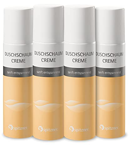 Spitzner Duschschaum Cremegefühl (4 x 50 ml) Set – Entspannende Wellness-Schaumdusche für sie mit cremigem Schaum für weiches Hautgefühl, sanft reinigend, hautverträglich und vegan…