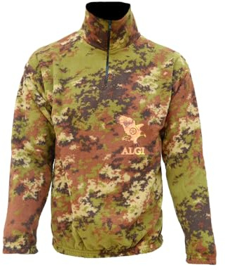 OUTLET MILITARY Maglia in Pile Mezza Zip Vegetato Mimetico TG. M