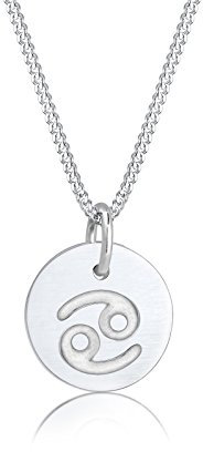 Elli Halskette Silber 925 Sternzeichen Krebs Anhänger Horoskop Kette Damen Graviert Schmuck Geschenke für Frauen Mädchen Mama Freundin, Astro Silberkette Länge 45 cm