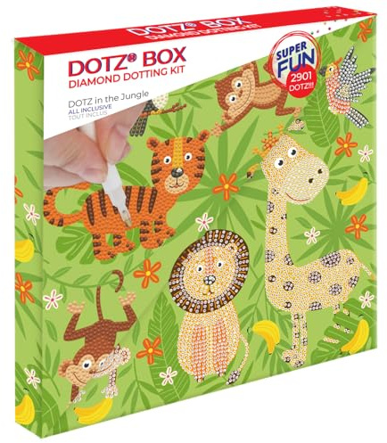 DIAMOND DOTZ DOTZ in The Jungle Dotz Box Animal Diamond Painting Kits for Adults - Diamond Art Kits a Relaxing Creative Craft Kit with Dotz Gems 11x11
