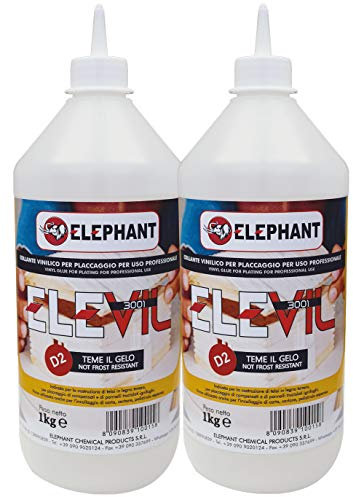 DuoPack Colle vinylique pour bois D2 ELEVIL3001 – Super colle professionnelle 2 x 1 kg
