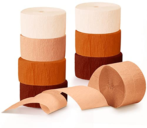 NICROHOME Lot de 8 rouleaux de papier crépon pour décoration de fête de mariage, mariage rustique, fête rétro, Thanksgiving, orange rouille, 25 m de long