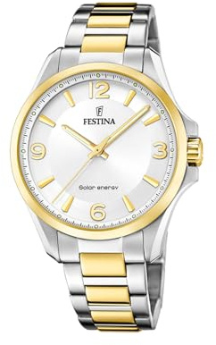 Festina Orologio Uomo Analogico Solare in Acciaio Inossidabile 316L Multicolore - Vetro Minerale ad Alta Resistenza - Impermeabile 5 ATM F20657/1 Solar Energy