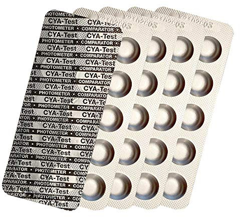 harren24 Pastillas de prueba para fotómetros DPD 1 Cloro, DPD3, DPD4 Oxígeno Activo, Alcalinidad M, CYA, Rojo Fenol Valor en pH Comprobador de agua de piscina 50/100/250/500x (CYA / 50x)
