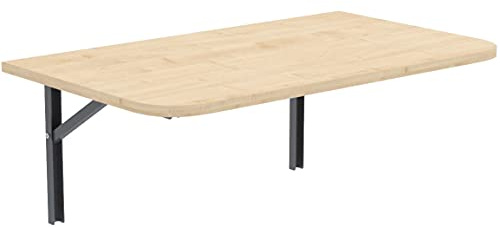 AKKE Klapptisch Wandklapptisch Esstisch - Klappbar Faltbar Platzsparend - Abgerundete Ecken - 90cm x 60cm - Ahorn