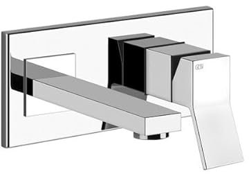 Gessi Rettangolo K, Fertigmontageset Einhebelmischer Waschtisch, fester Auslauf, ohne Ablaufgarnitur, personalisierte Länge, 53084735, Farbe: Finox Optik