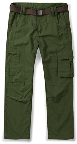 Tianerhay Pantalones de senderismo para niños, de secado rápido, ligeros, transpirables, para pesca al aire libre, trabajo, trabajo, Ejercito Verde, 11-12 años