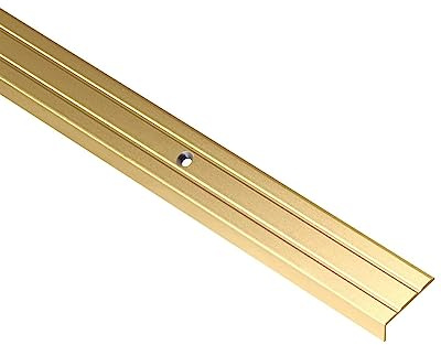 Gedotec Trappprofil aluminium trappkantprofil aluminium vinkelprofil mässing | 2 000 mm | golvprofil perforerad för skruvning | vinkelskyddsprofil 25 x 20 mm | 1 styck – trappvinkelprofil med spår