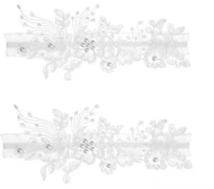 2 Piezas Ligueros de Boda Nupcial Conjunto de Anillo de Pierna de Liguero de Encaje Nupcial Blanco Ligas de Novia de Perlas Imitación Cosida a Mano Accesorios Nupciales de Perlas Mujer Niñas