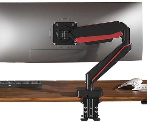 HILLPORT Premium Aluminum Heavy Duty Monitor Arm, for Ultrawide 14 to 49 inches and 44 lbs Single Desk Mount Stand, Pneumatic Height Adjustable, Max VESA 100x100, Black A9B
