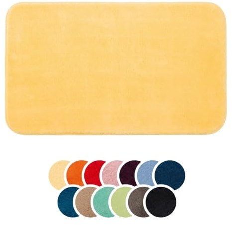liebling Badteppich, 100% Polyester - Mikrofaser, Serie Santos, 70 x 120 cm,1500 g/m², 30 Grad waschbar, Farbe: Sonne